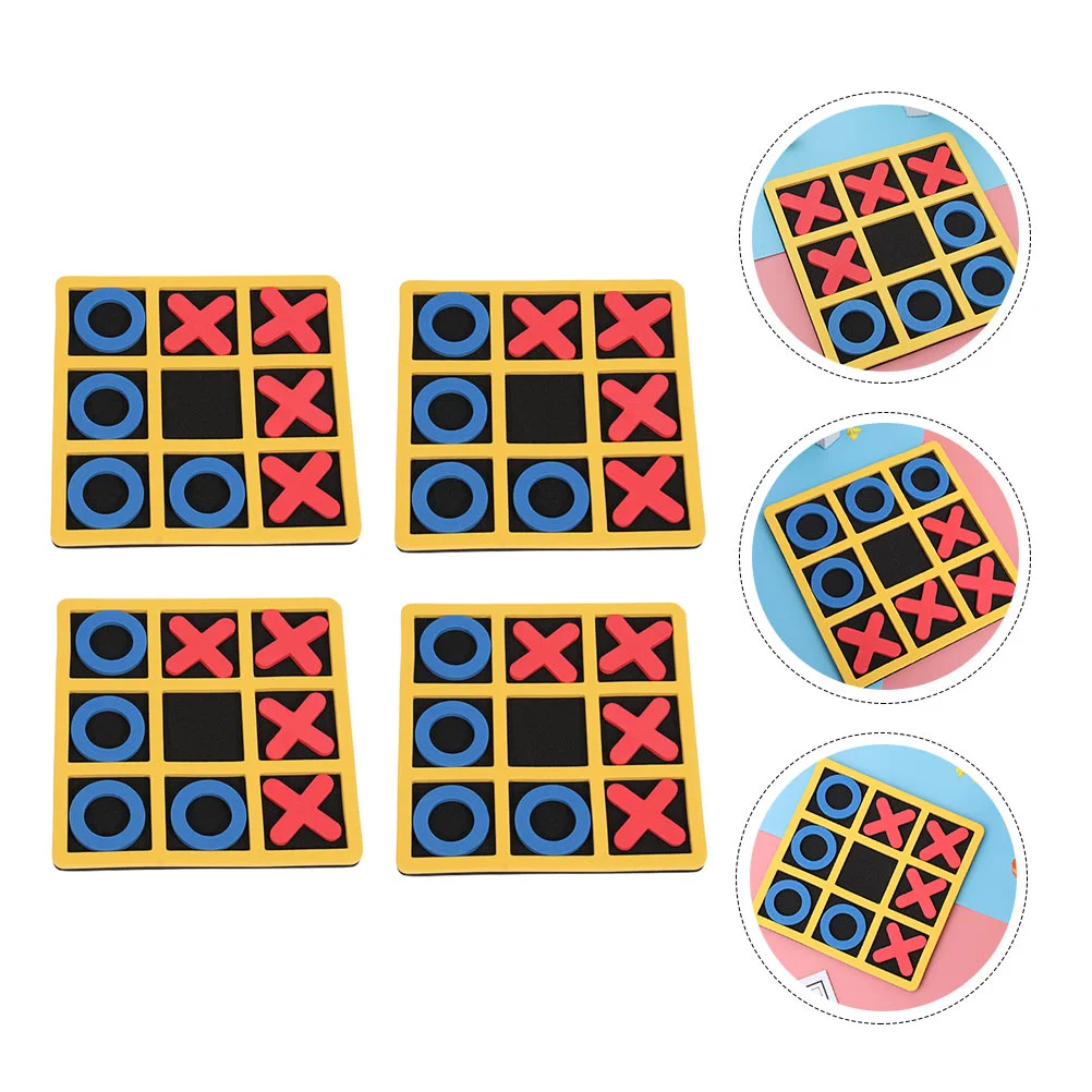 4 Pcs Puzzle Xo Chess Parent-child Kids Travel Toys Games Eva Cars for Double-player