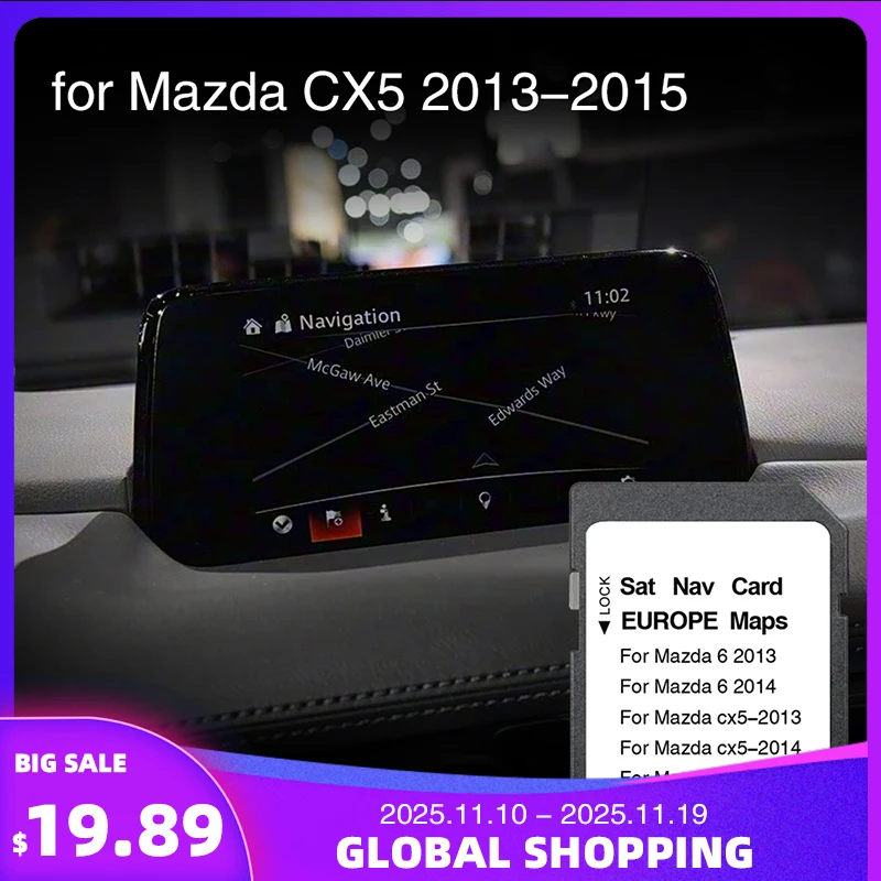 

Use for Mazda CX-5 2013 2014 2015 SD Map Cards Europe UK Sat Navi 2025 Navigation 8GB Fast Delivey GPS Card Accessories