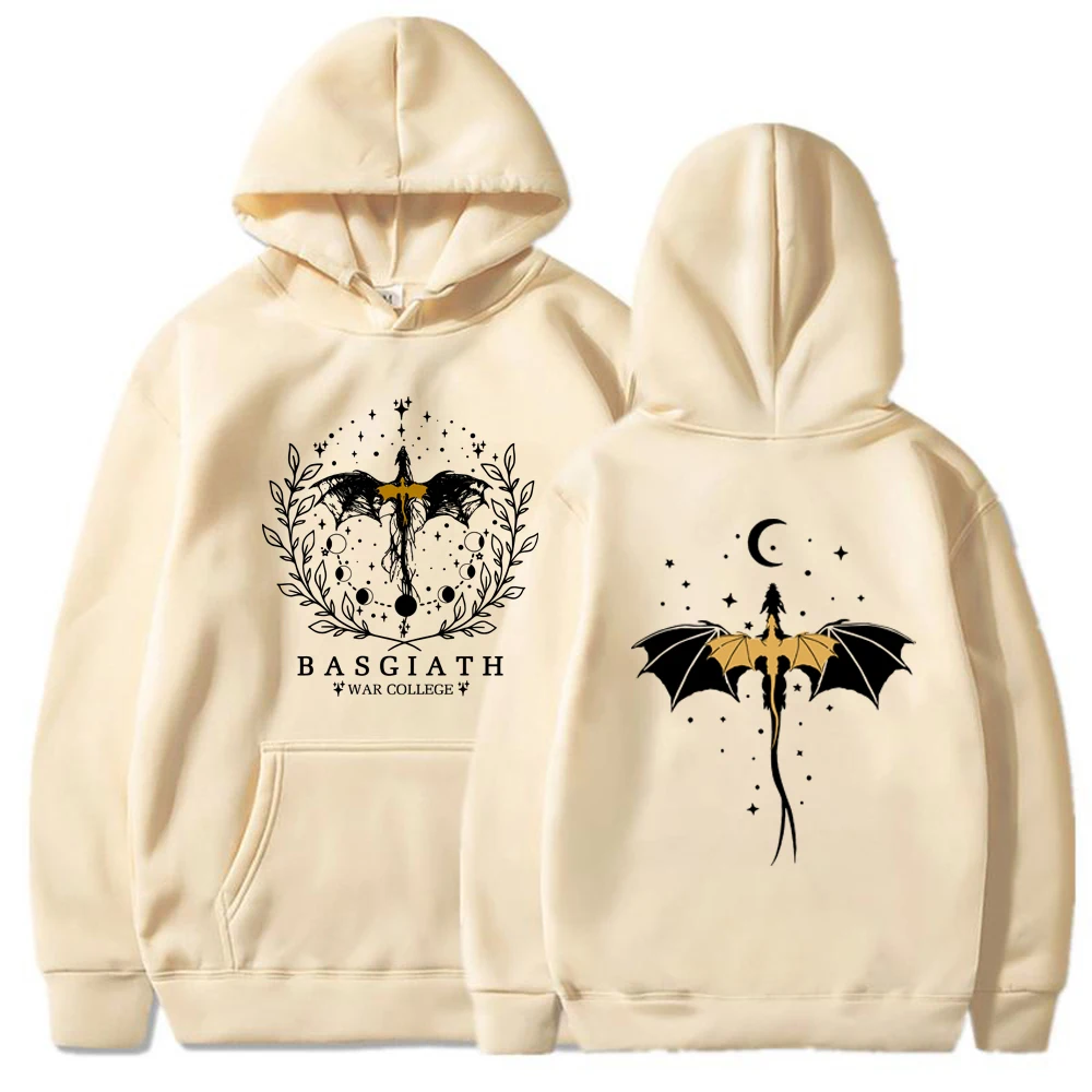 Vintage Basgiath War College Hoodies Fourth Wing Double-Sided Hoodie Women Graphic Hoodies Bookish Sweatshirt Casual Pullovers