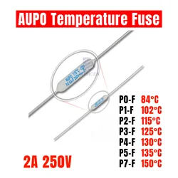 Fusible de temperatura resistiva de cerámica, 5 piezas, AUPO 2A, 250V, JET RF, P0-F, P1-F, P2-F, P3-F, P4-F, 84/102/115/125/130 ℃