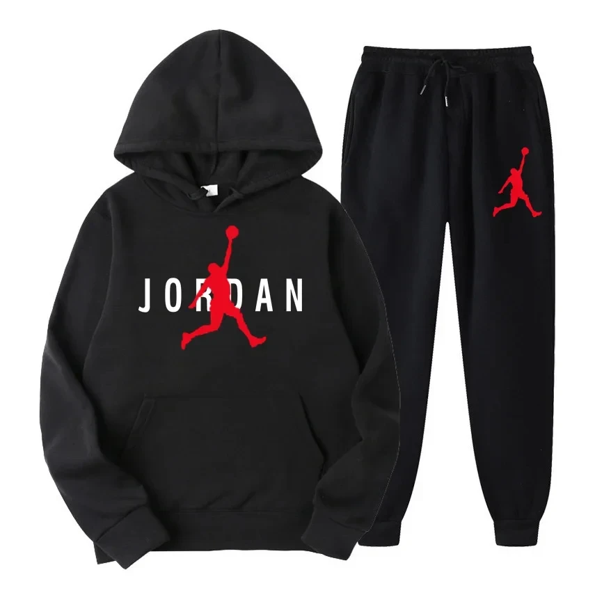 2024 Men's Brand Sports Hoodie Sets Print Sweatshirt Sweatpants Men's Hooded Top Jogger Pants Set Casual Streetwear Sportswear