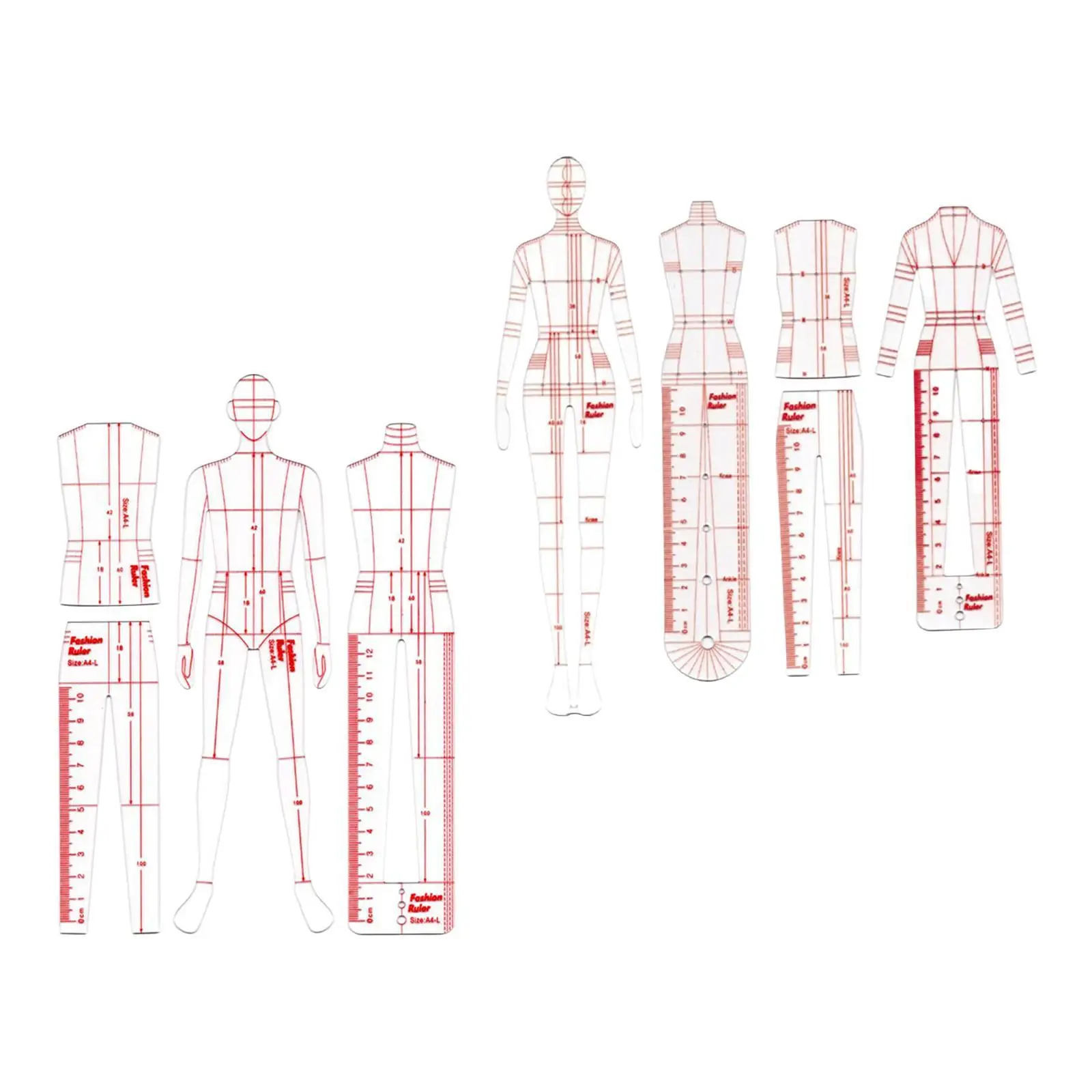 Template Rulers Models Fashion Illustration Rulers Clear Portable Tailoring Patchwork Rulers Sewing Rulers for Pattern Makers