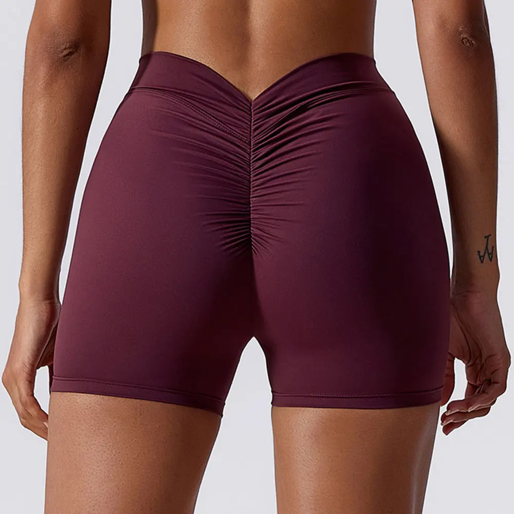 Pantalones cortos de Yoga de cintura alta para mujer, medias cómodas para gimnasio, Fitness, a prueba de sentadillas, sensación desnuda, espalda en