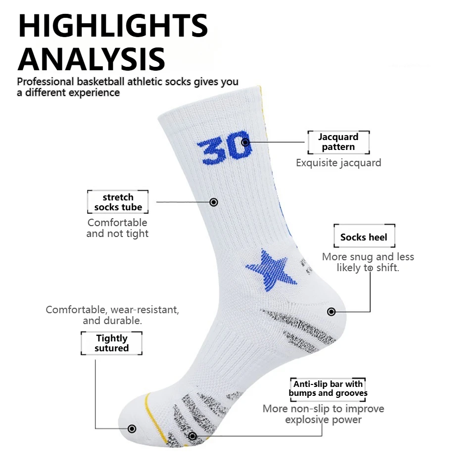 Loogdeel Professional Competition Basketball Socks Numbered Socks Sports Socks Game-ready American Crew Elite Sweat-wicking Sock