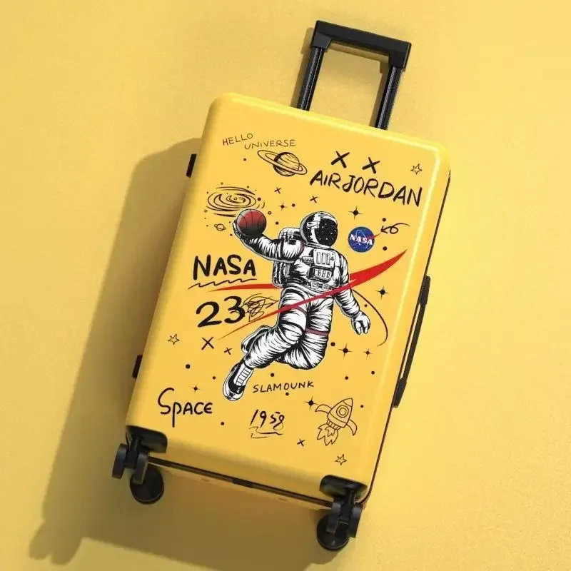 High quality astronaut luggage women graffiti suitcases on wheels student men cartoon password trolley case trend