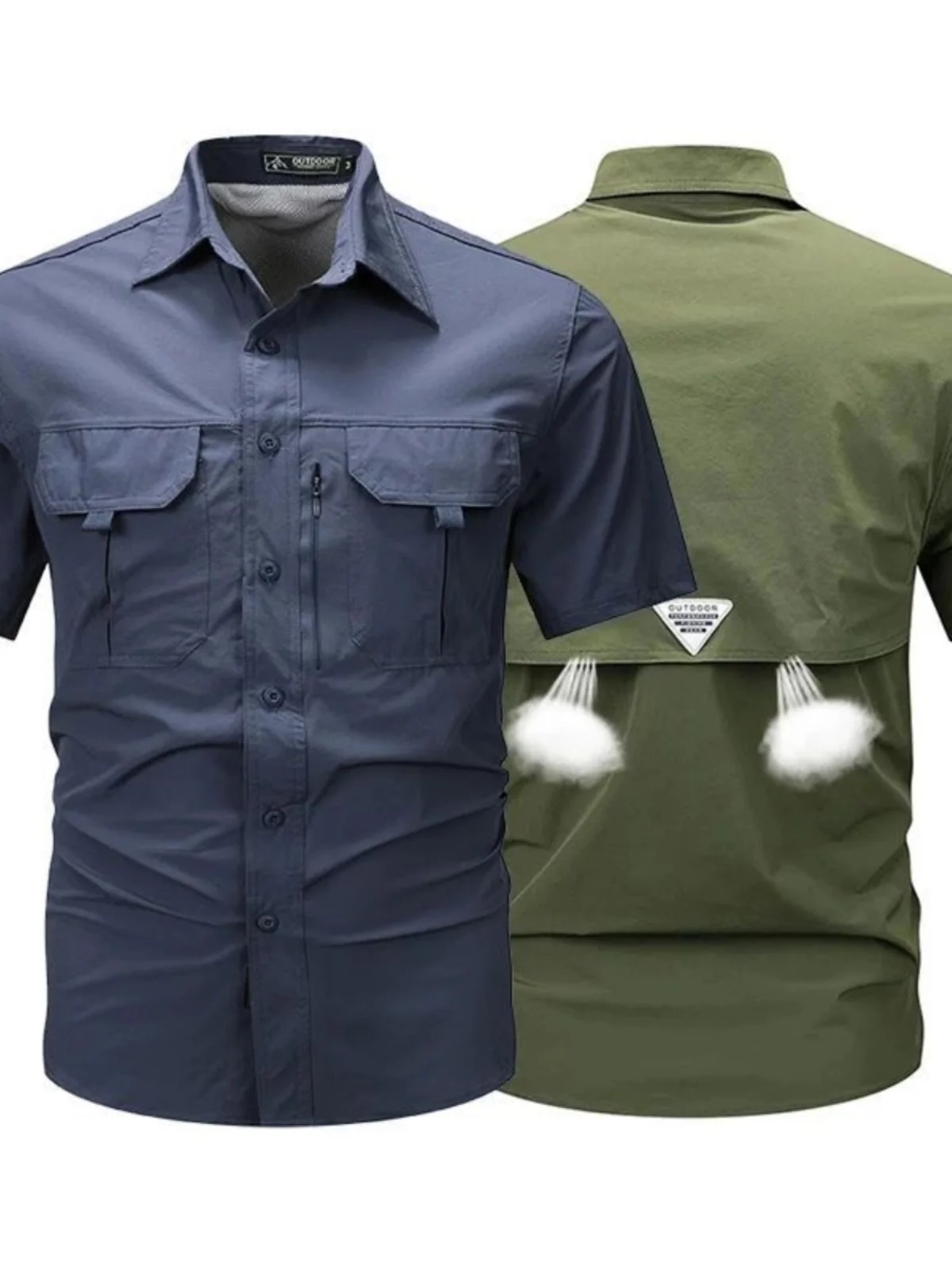 

Casual Men's ort Sve irt Multi ket Summer Faion Stand Fit Youth Daily Wear European Simple Sle Turn-down Collar