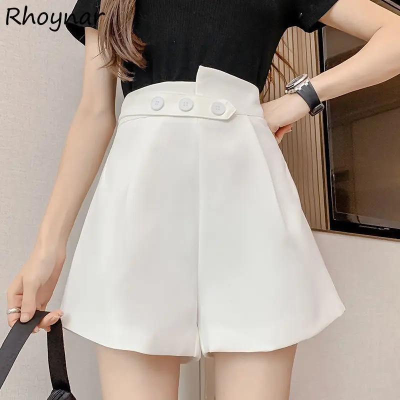 Shorts für Damen, Preppy-Look, gemütlich, unregelmäßiges Design, Knöpfe, Baggy, Teenager, Basic, BF-Stil, Freunde, lässig, modisch, Femme, Retro, Sommer