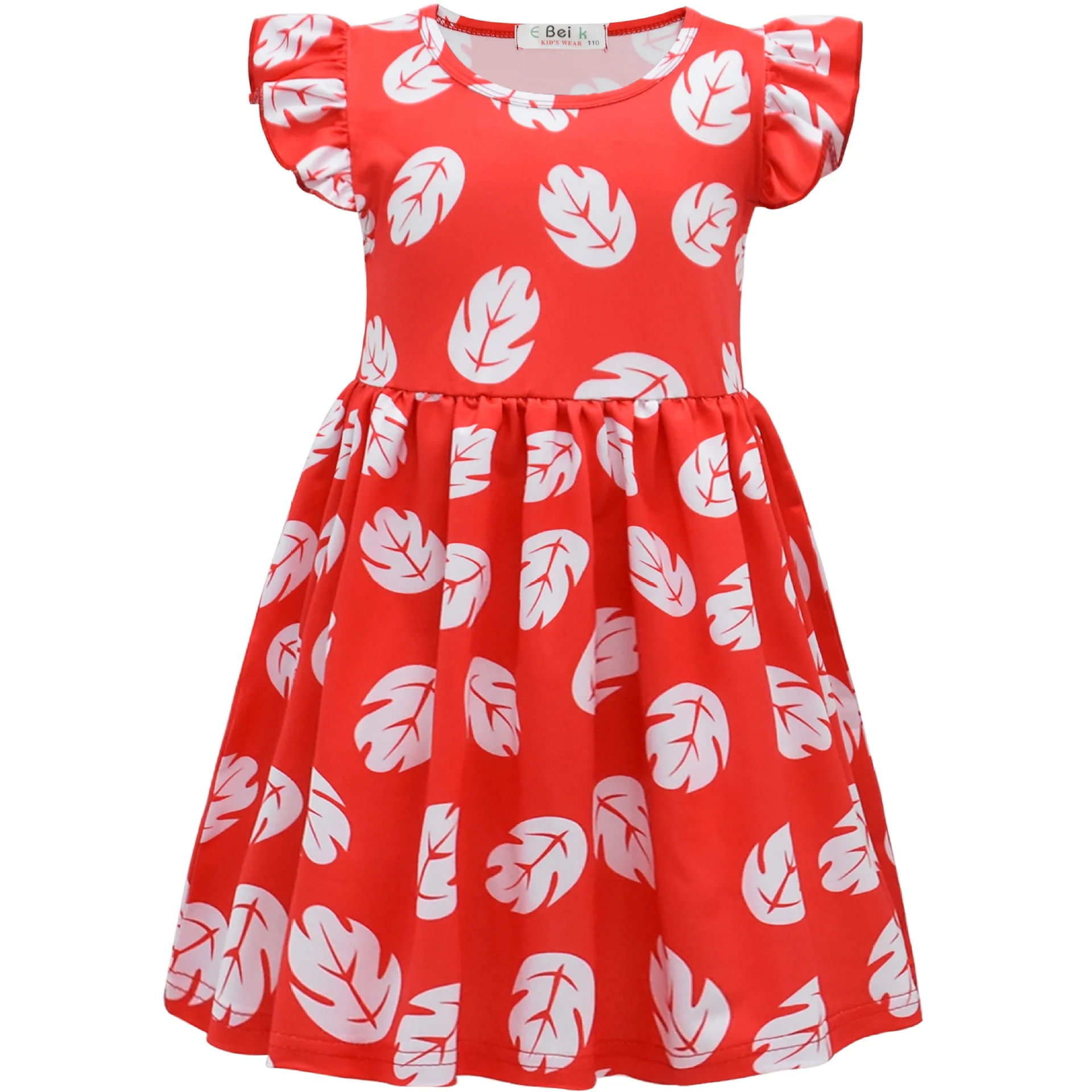 Kids Girls Anime Cartoon Print Ruffle Short Sleeves Lilo Princess Dress Outfit Christmas Role Play Halloween Cosplay Costume