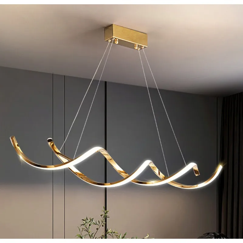 Italian light luxury restaurant chandelier, modern creative art long meal dining table very simple design line bar lamp