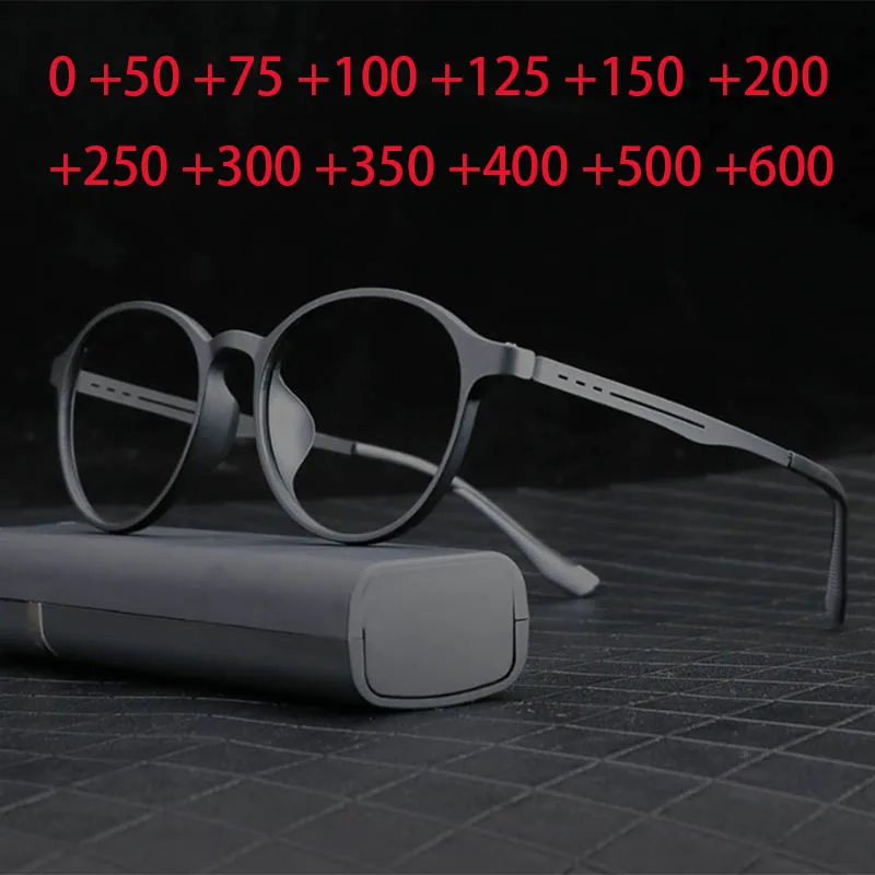 Stylish TR90 Vintage Round Reading Glasses With Light And Comfortable UV Protection Far Sight Eyewear 0 +0.5 +0.75 To +6