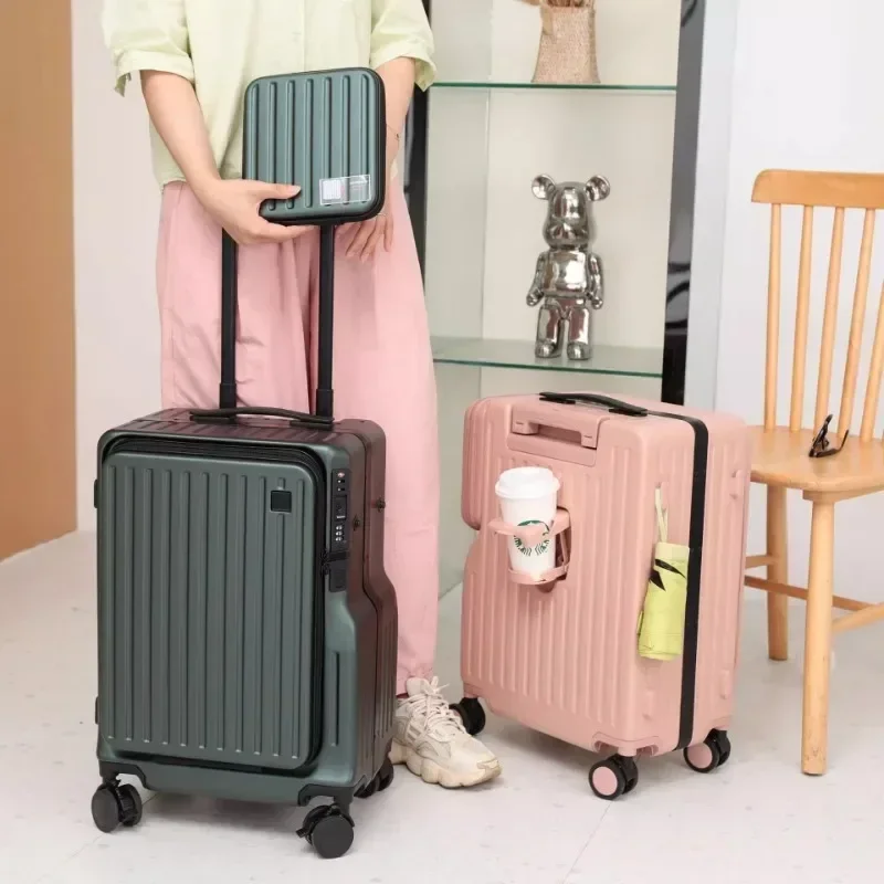 Front open lid zipper case Multifunctional trolley case