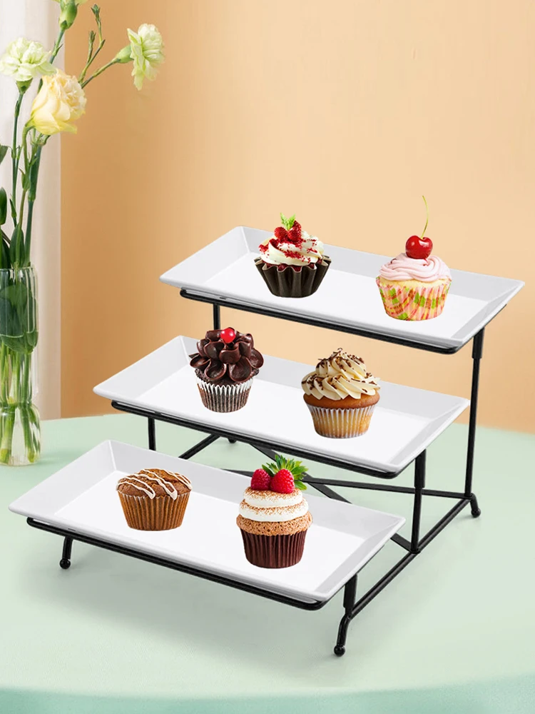 3 طبقات أطباق تقديم ورف قوي أطباق تقديم وأطباق عرض أطباق تقديم للحفلات عرض الطعام الترفيهي #3