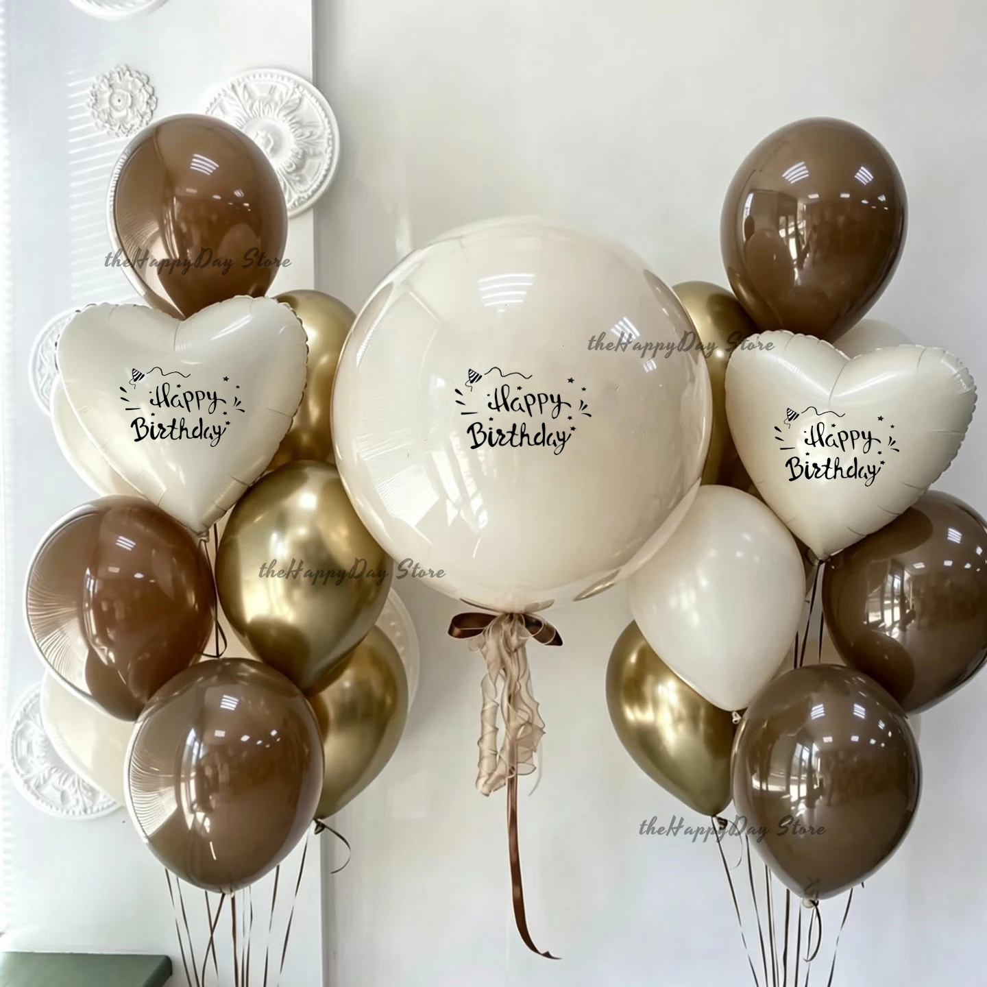 24/1 Stück Braun Beige Gold Luftballons Große Sandweiße Ballons Happy Birthday Creme Nummer 0-9 Ballons Geburtstag Baby Shower Globos