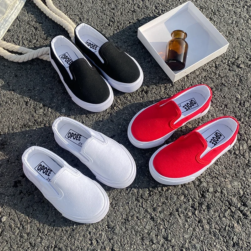 1020 Fashionable and breathable children's canvas shoes, soft soled board shoes for boys and girls, solid color children's shoes