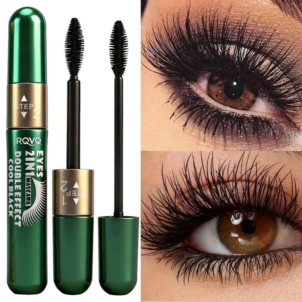 2-in-1 wasserfeste Wimperntusche, verschmierfeste, nicht fettende, langanhaltende, lockige Wimperntusche
