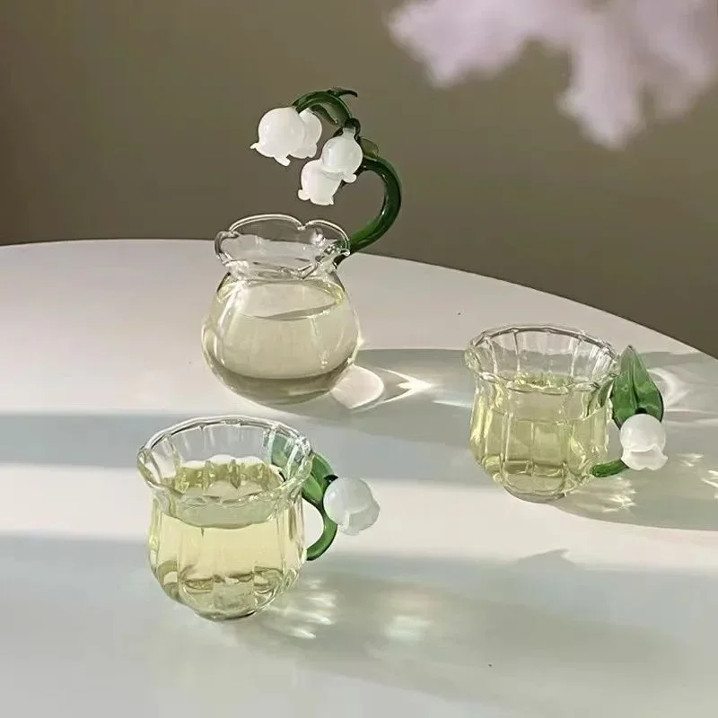 

Vintage Cocktail Champagne Glass Flower Tea Cup Handmade Water Cup Three Dimensional Bell Orchid Goblet Glass Cup Wine Glass