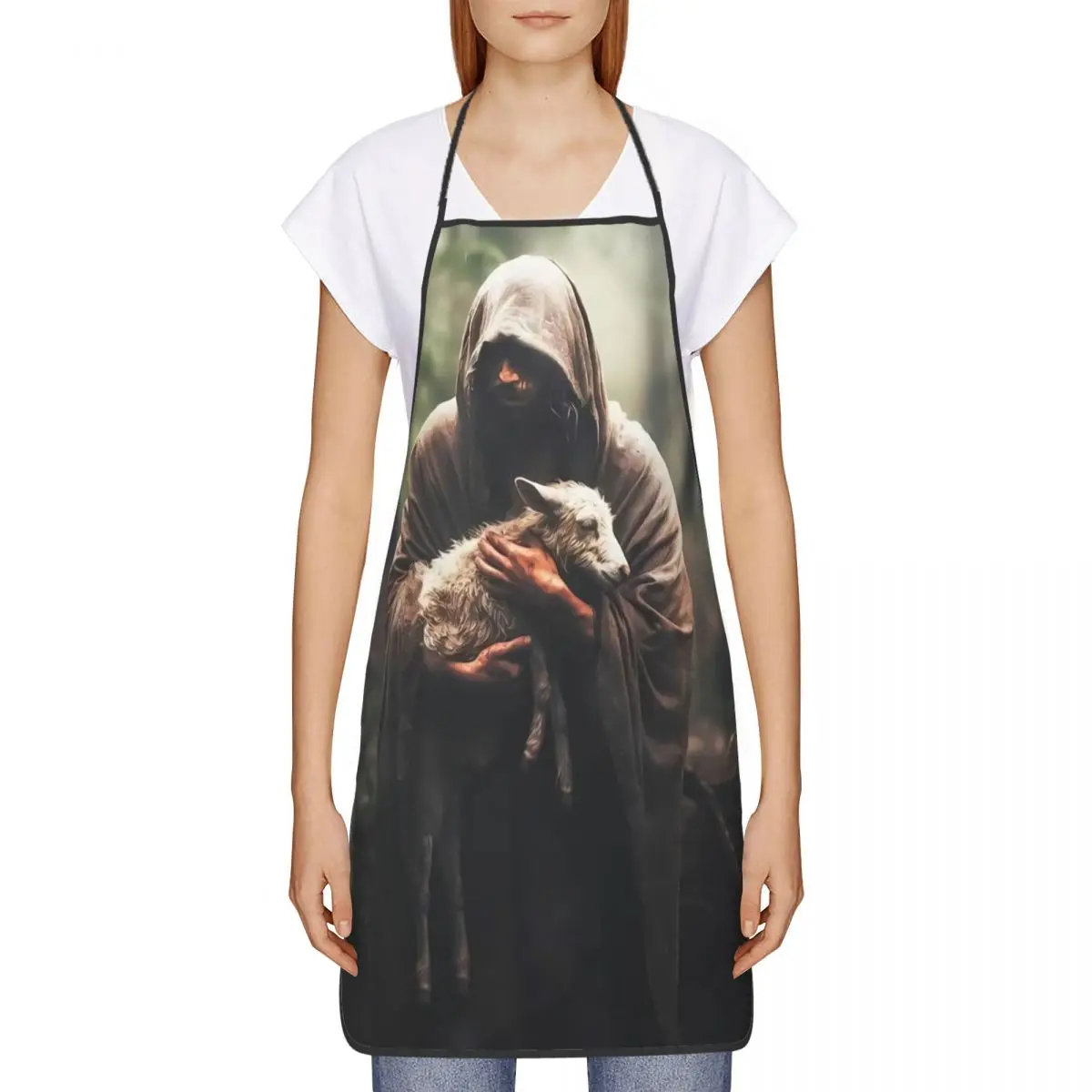 Custom Jesus Rescues A Muddy Lamb Funny Apron for Men Women Adult Unisex Chef Bib Tablier Cuisine Cooking Baking Gardening