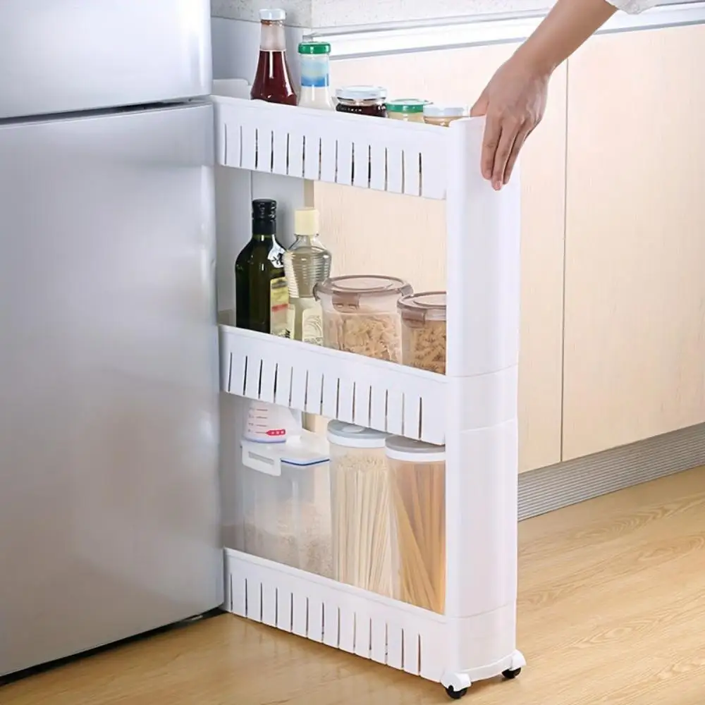 Organizador de almacenamiento, estante extraíble con ruedas, organizador multifuncional extraíble, adecuado para cocina, baño y otros espacios.
