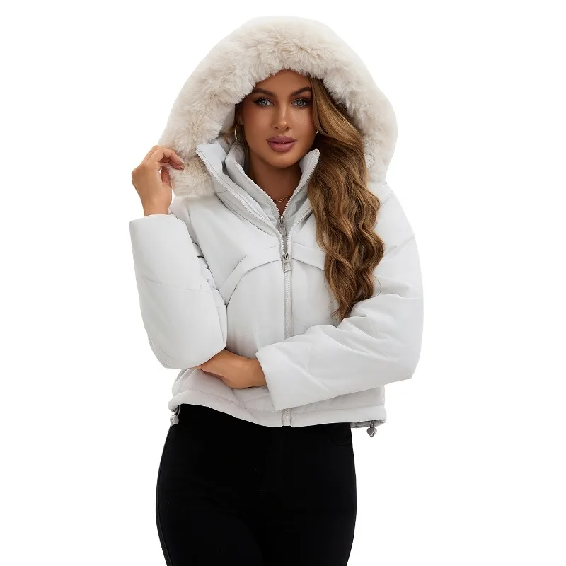 Women's models Autumn Winter Tops Jacket Cotton Coat Fake two-piece Vest Hooded Short Warm Retro Simple Comfortable Advanced New