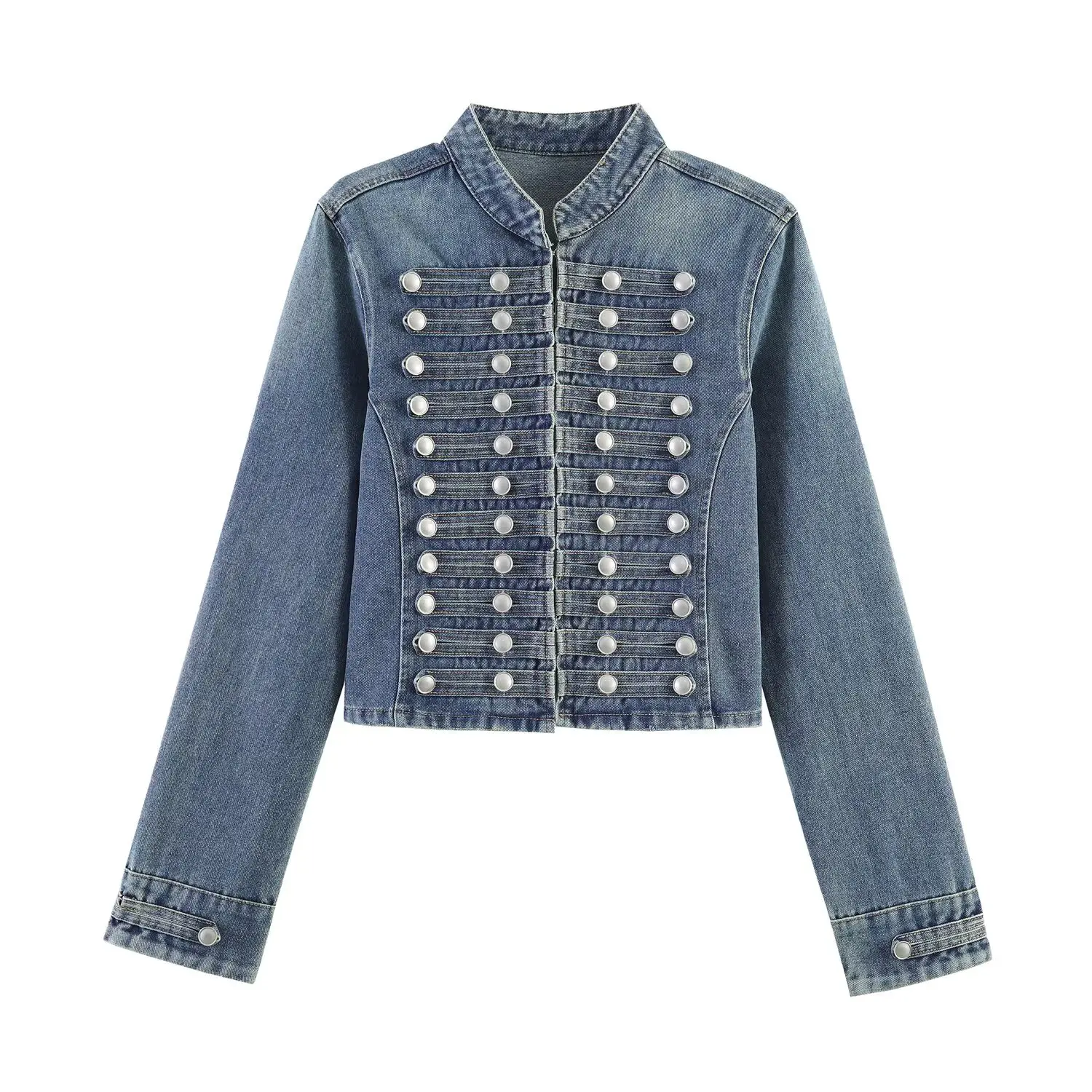 JNLEAOG Summer New Women's Fashion Jeans Jacket with Rivet Design And Hot Girl Short Pants Two Piece Set Low Waist Short Length view 5