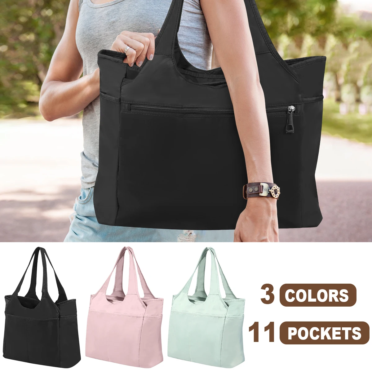 

Large Capacity Tote Bag Casual Shoulder Bags with 11 Pockets Wear Resistance Shoulder Pack Oxford Cloth Large Handbag Tote Bag
