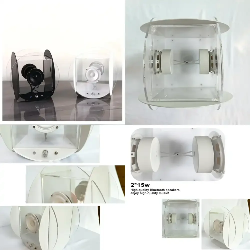 Transparent Blue Tooth Bt Speaker 15 Inch Wireless Computer Speaker Box Speakers Audio System Sound Professional Music