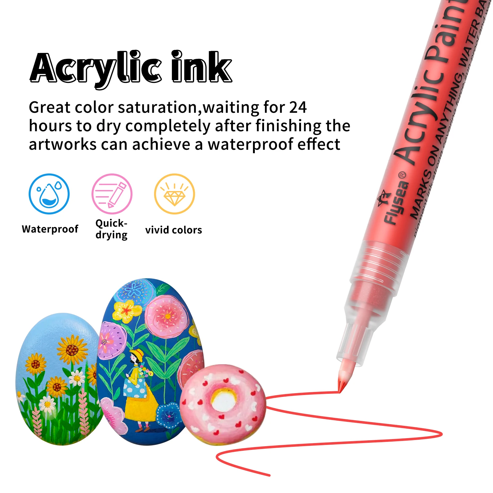 Acryl-Farbmarker-Set 6/12/28 Farben 0,7mm/3,0mm Acryl-Kunstmarker für Stein Glas Leinwand Metall Keramik Tasse Holz Kunststoff – Detail 2