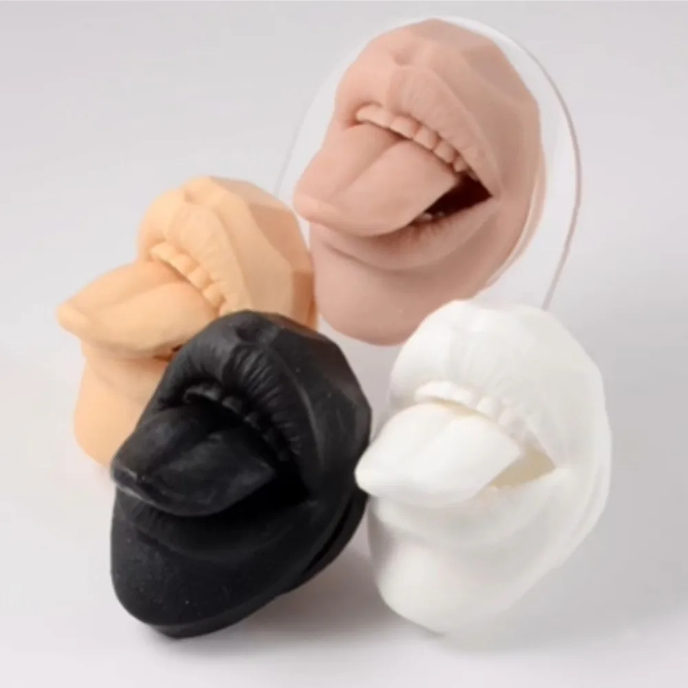 Silicone Lips and Tongue Model Soft with Rack Tongue Piercing Model Black Lightweight Lip Stud Display Stand Girls Women