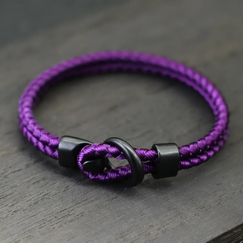 Pulsera clásica de cuerda de quilla de doble capa para hombre, 6 colores, hecha a mano, fácil gancho, pulsera de la suerte desmontable, Joias de mano de aventura para hombre