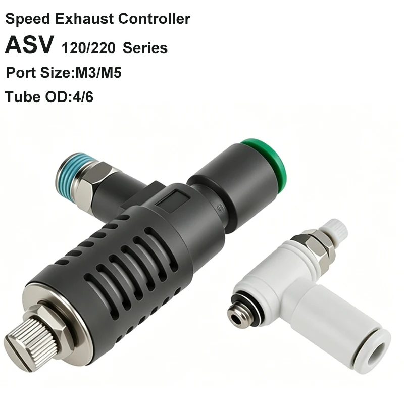 ASV120F ASV220F ASV510F 4 6mm Built-in Muffer Speed Exhaust Throttle Controller Valve Pneumatic Air Fitting Connector