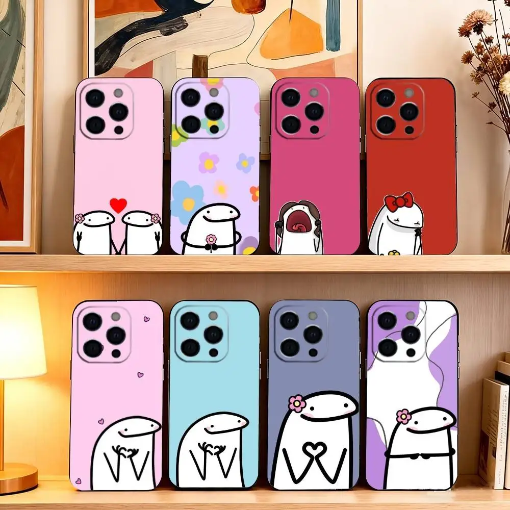 Funda para Celular F-Flork para iPhone 17, 16, 15, 14, 13, 12, 11 Plus, Pro Max, XS, Cubierta de Silicona Suave Negra