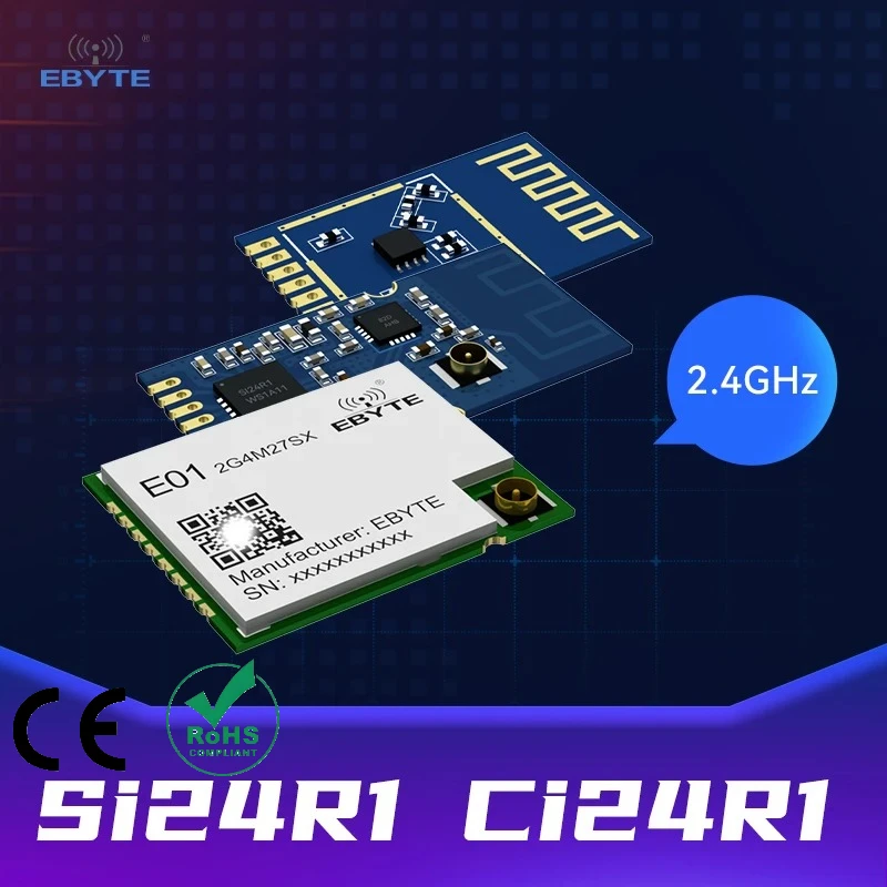 10PCS EBYTE RF Module 2.4GHz Si24R1 Ci24R1 500mW 27dBm SMA-K SPI DIP Wireless Module Small Size ESD Protection