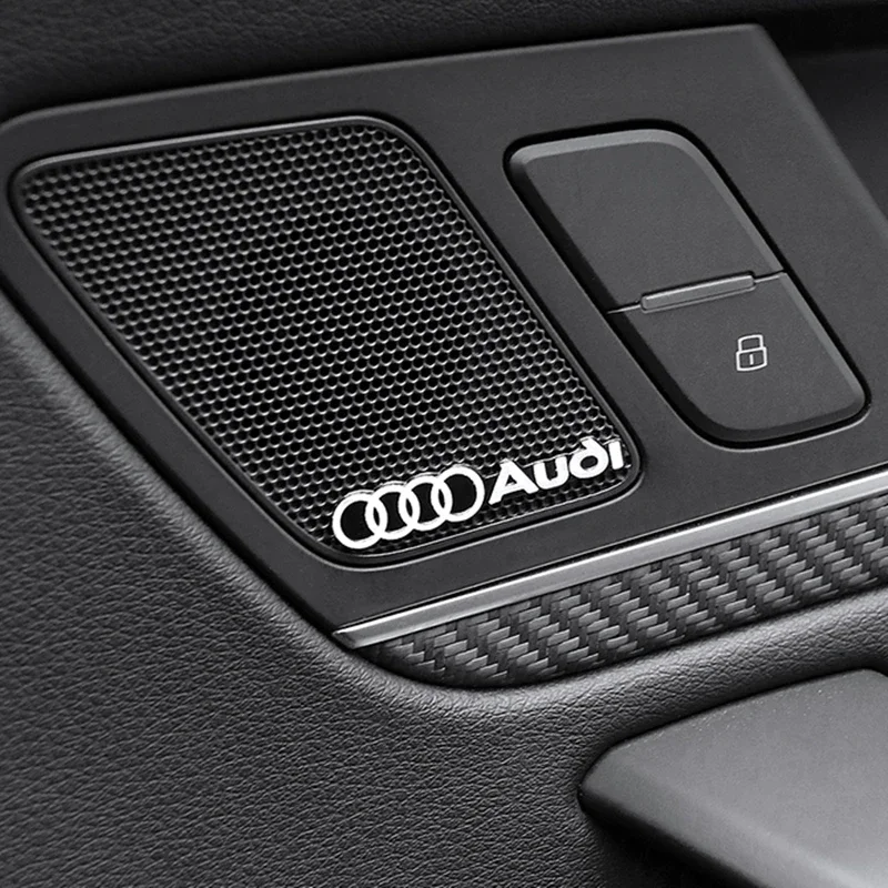 4pcs 3D Aluminum Badge Emblem Sticker Car Audio Decorate for Audi A4 A3 A5 A6 A1 A7 A8 Q2 Q3 Q5 Q7 Q8 TT Accessories Car Styling