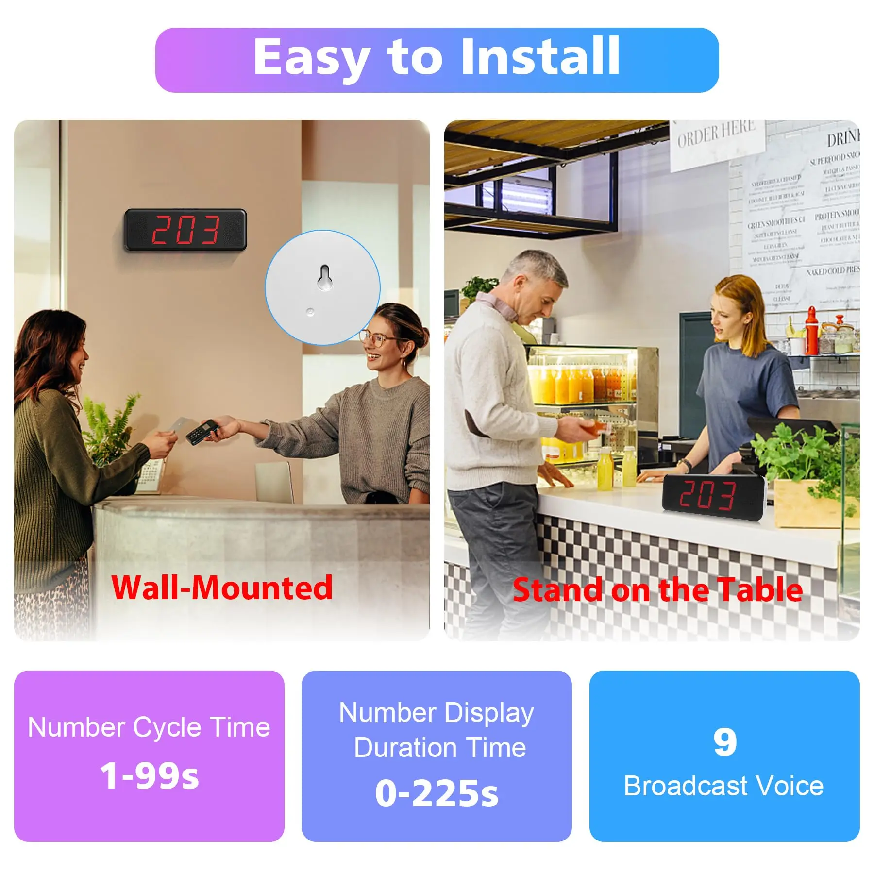 Queue Number 3 Digit Queue Calling Take a Restaurant Management System 9 Broadcast Voice Wireless Calling System
