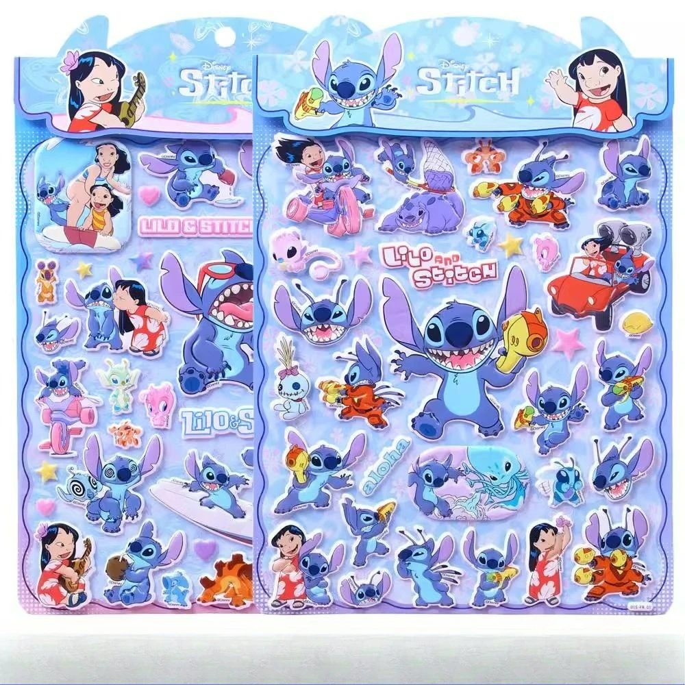 Stiker busa jahitan kartun Disney, stiker stereoskopis 3D anime kartun, hadiah ulang tahun anak-anak
