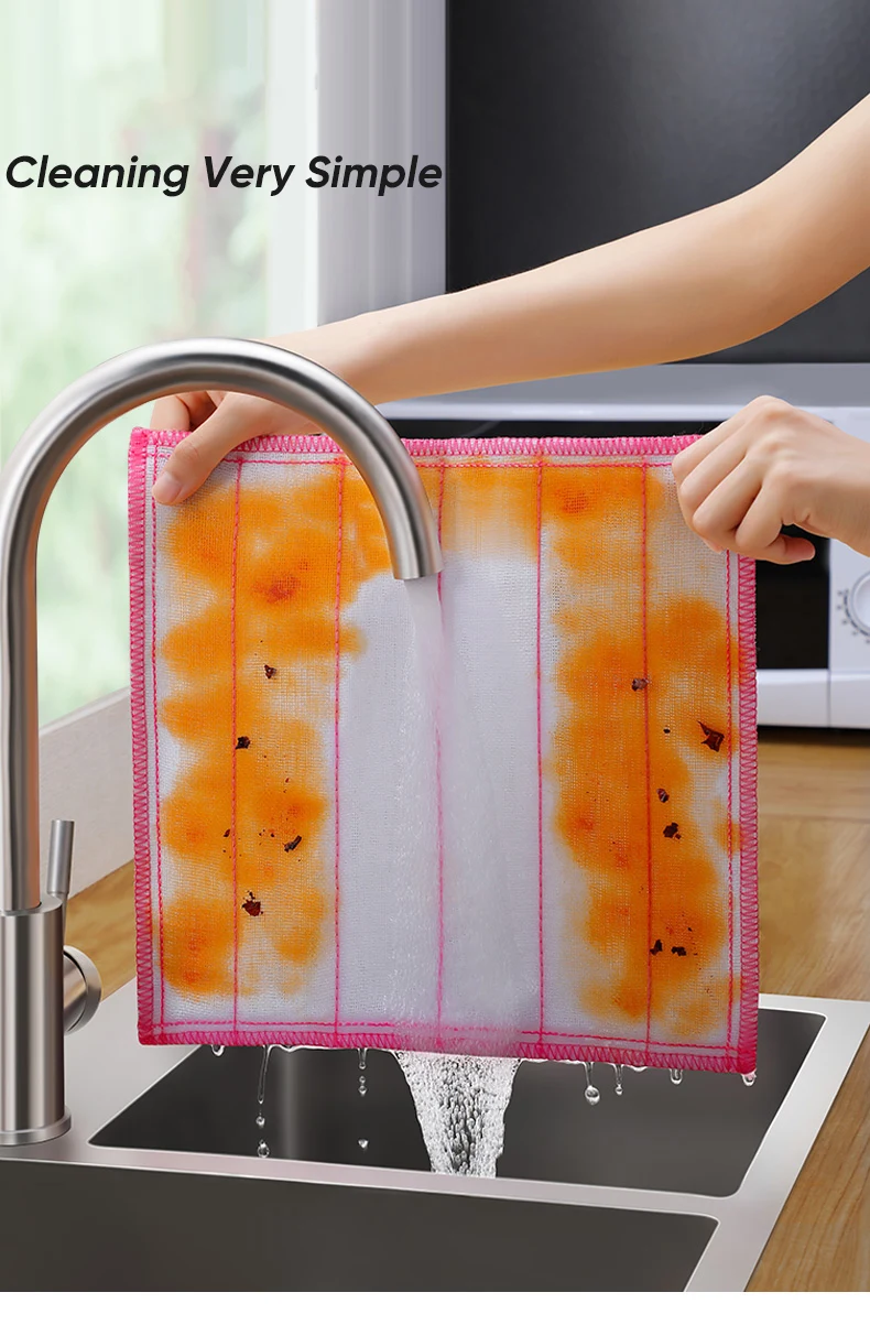 Oil-proof dish towel 8-layer microfiber kitchen cleaning cloth thickened absorbent scouring pad kitchen daily dish towel#121