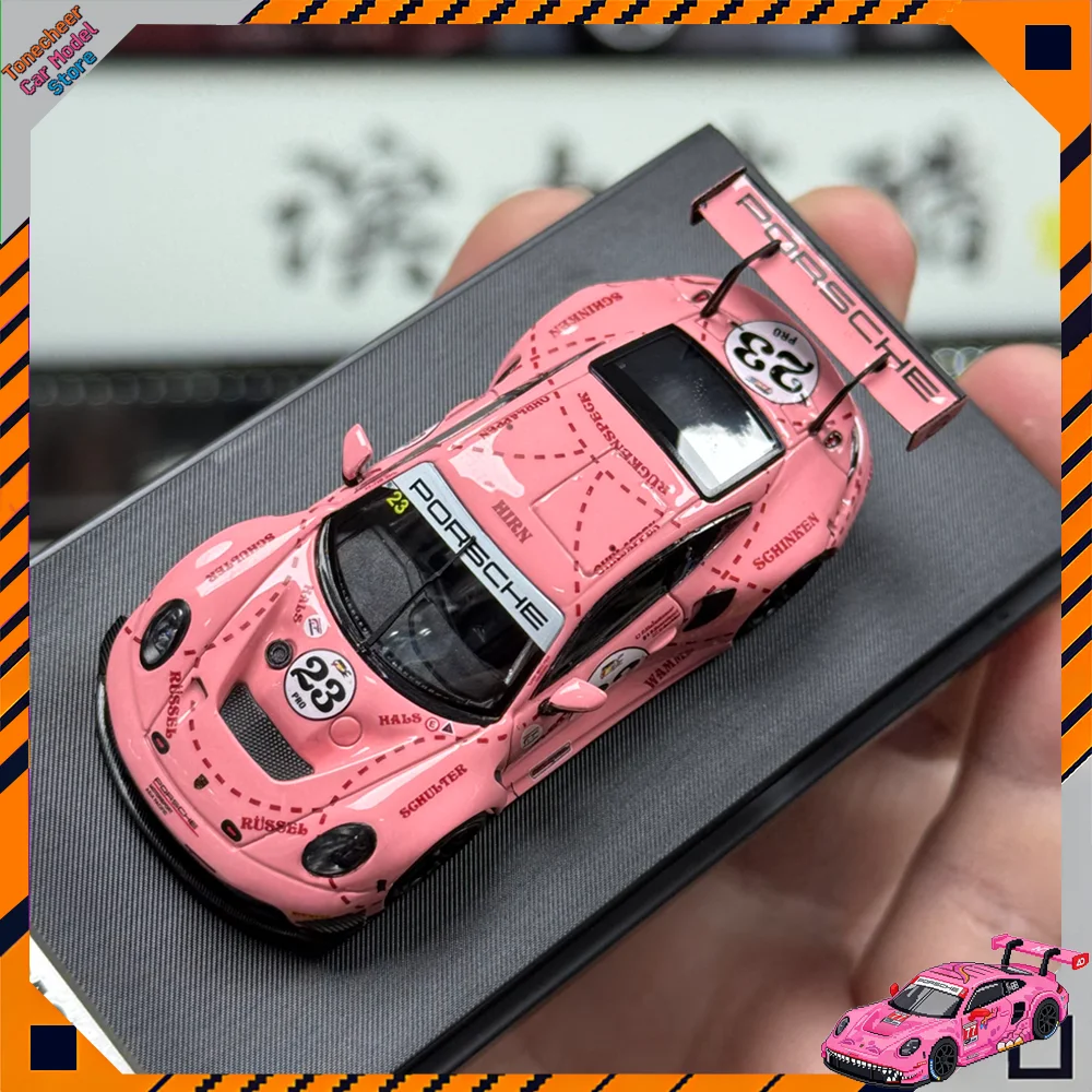 

New STAR RACE SR 1:64 Porsche 911 GT3 R #23 Pink Pig Supercar Alloy Car Model Miniature Diecast Collection Ornament Hobby Toys
