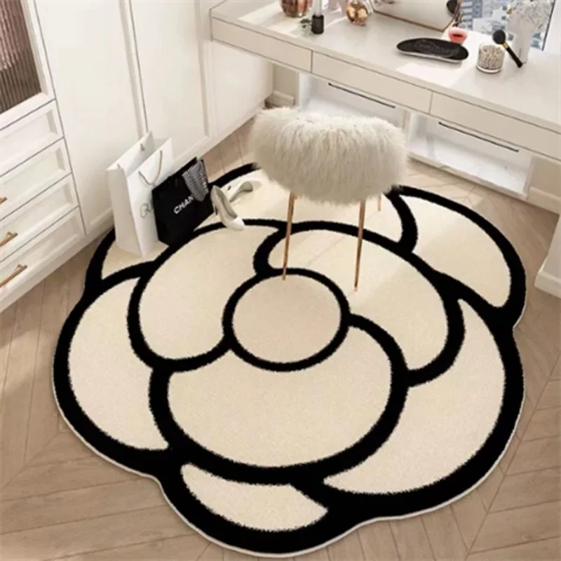 Simple Flower Cream Carpets for Living Room Home Decorations Big Size Solid Washable Bedrooom Rug Sofa Room Decor Beside Mat