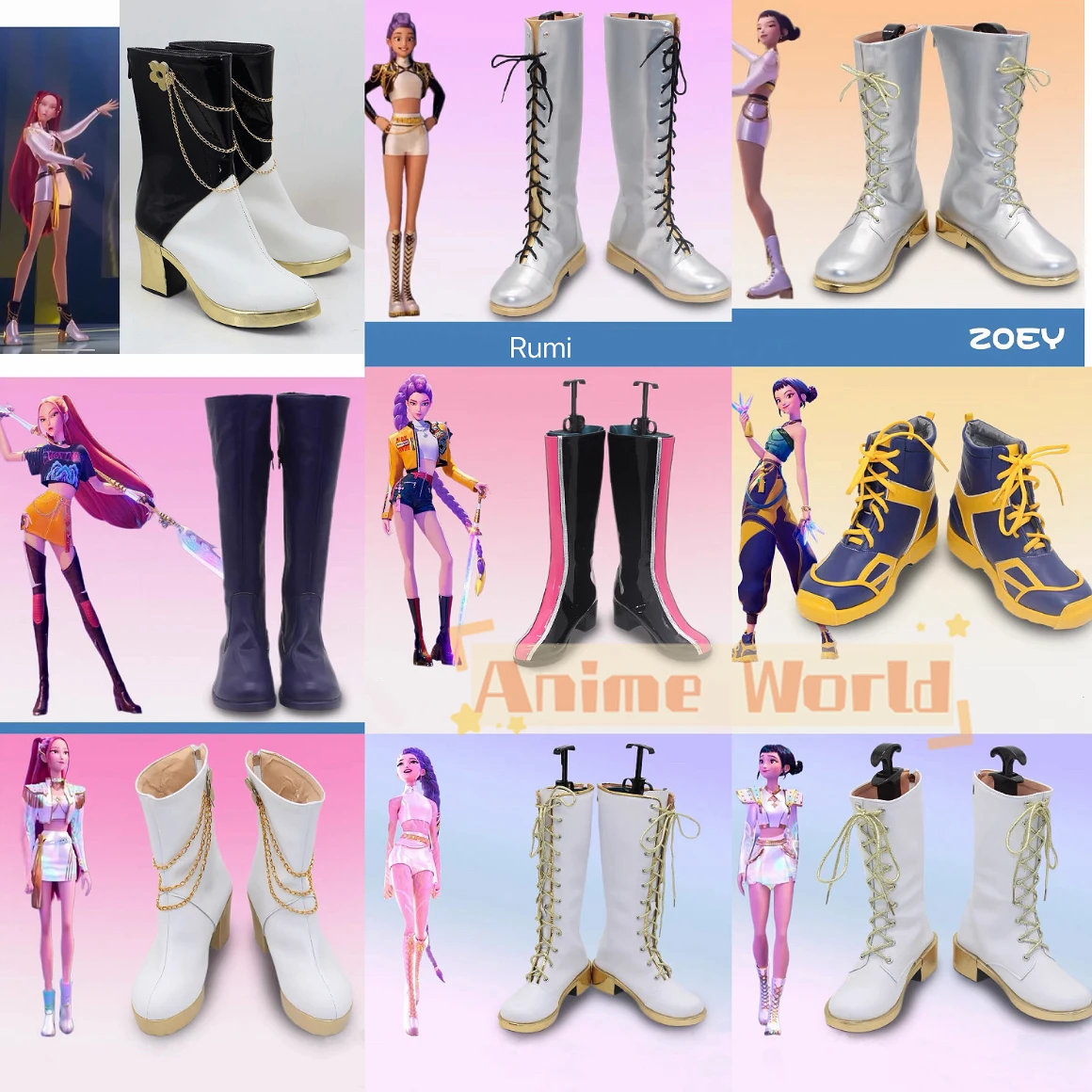 Kinder Erwachsene Jungen Mädchen Kpop Mira Rumi Zoey Cosplay Schuhe Stiefel Halloween Karneval Party Weihnachten Maßgeschneiderte Karneval Requisiten