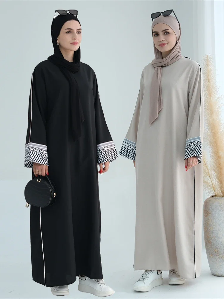 2024 muzułmański islam Kaftan sukienka abaje dla kobiet kaftan Marocain Vestidos szata Musulmane Eid czarny elegancki skromny Abaya dubaj