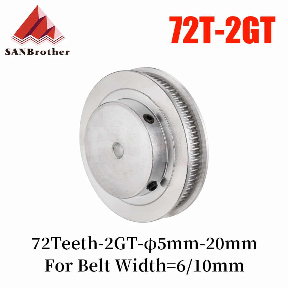 72 Teeth 2GT Timing Pulley Bore 6/6.35/8/10/12/14/15/16/17/19/20mm for GT2 Open Synchronous belt width 6/10mm 72Teeth 72T