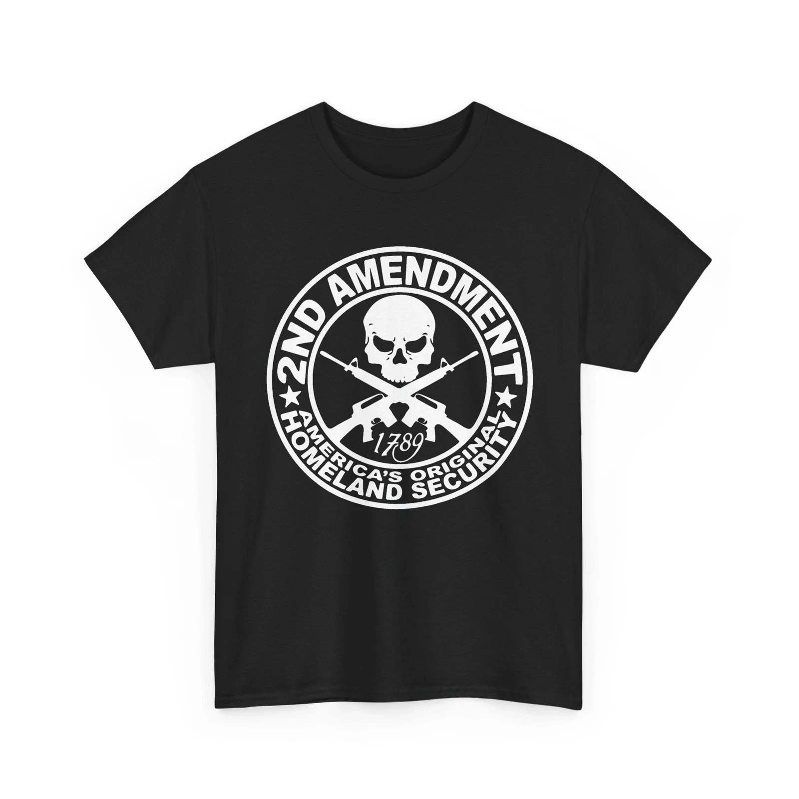 2nd Amendment Skull Rifles America's Original Homeland Security Heavy Shirt Short Sleeve Men's T-shirts for Summer Unisex