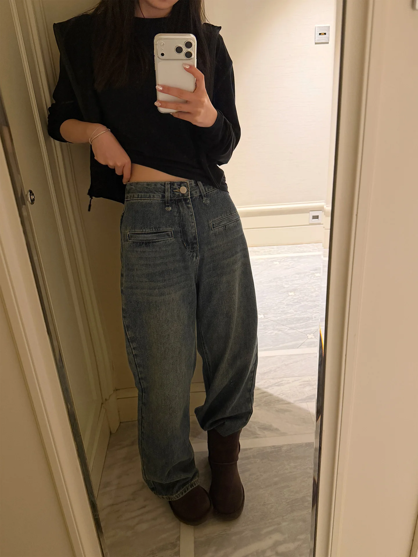 

Джинсы MultiMath с прямыми штанинами, утягивающие, универсальные, свободного кроя, длинные брюки, зимние, новые, с завышенной талией, из смесового хлопка, на молнии