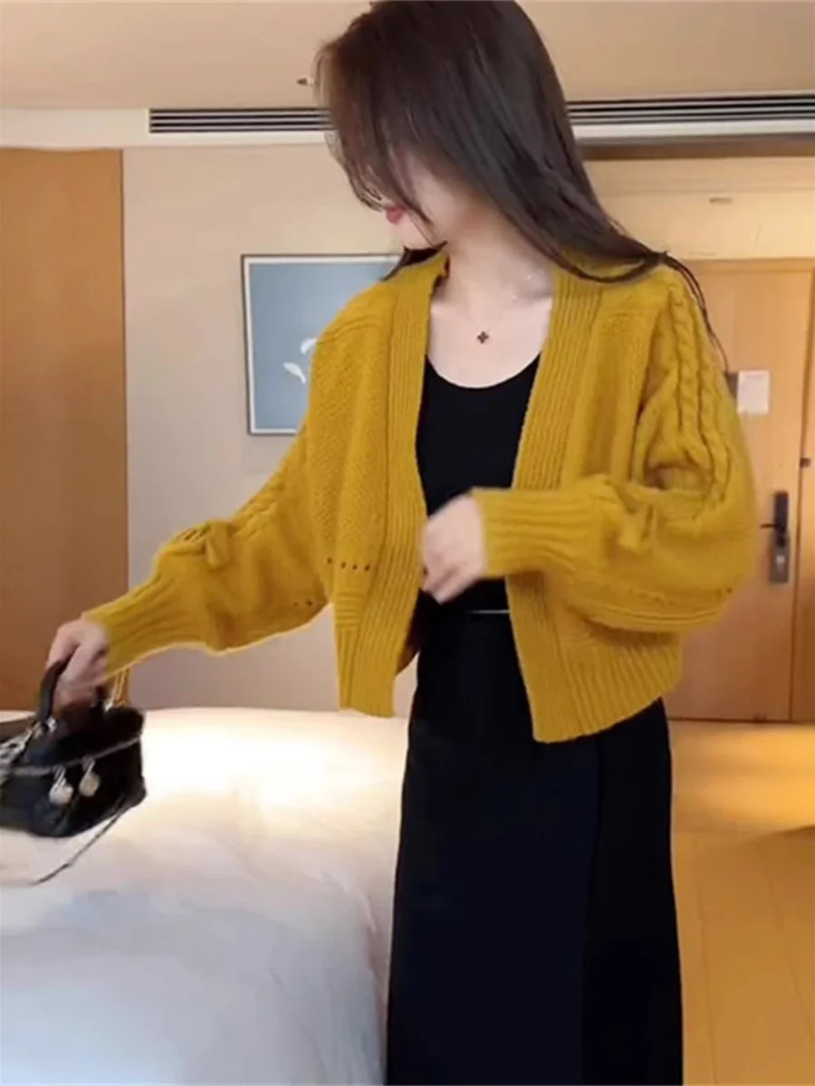 

Sweaters Jumpers Cardigans Womens Cardigan School Alpaca Blend Diamond Design Vintages Cut Western Woolens French Delicacy Sweet