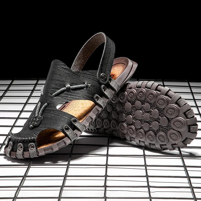 

Microfiber Leather Summer Breathable Casual Slip On Flat Mens Sandals Beach Sandal Man Shoes Sandles Sandalen Heren Comfort Soft