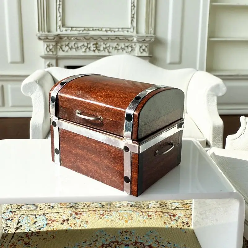 Retro Dollhouse Toy: Simulation Openable Treasure Chest Storage - Miniature Furniture Model for Play House Toy Decor & Kid Gifts