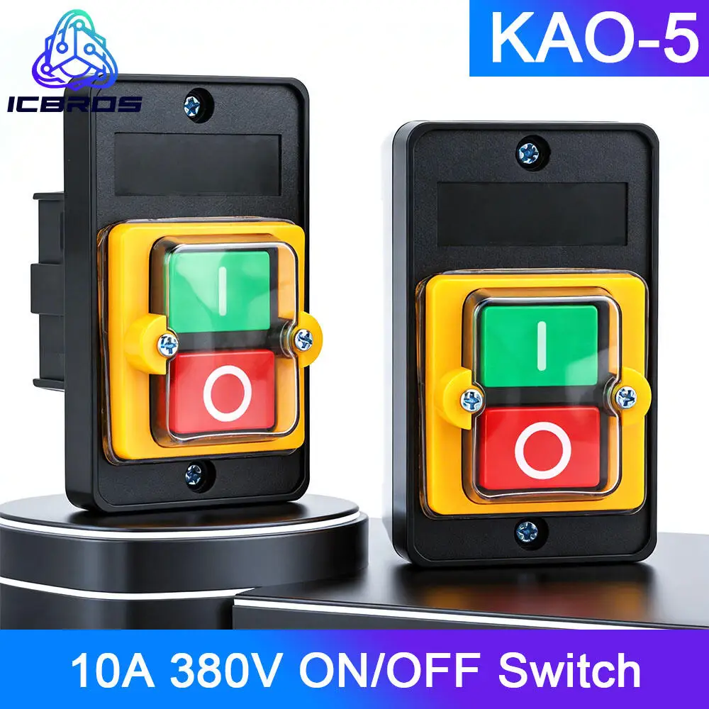 KAO-5M KAO-5H starting control switch 10A 380V Waterproof Push Button Switch Power ON/OFF Switch Cutting Machine Bench drill