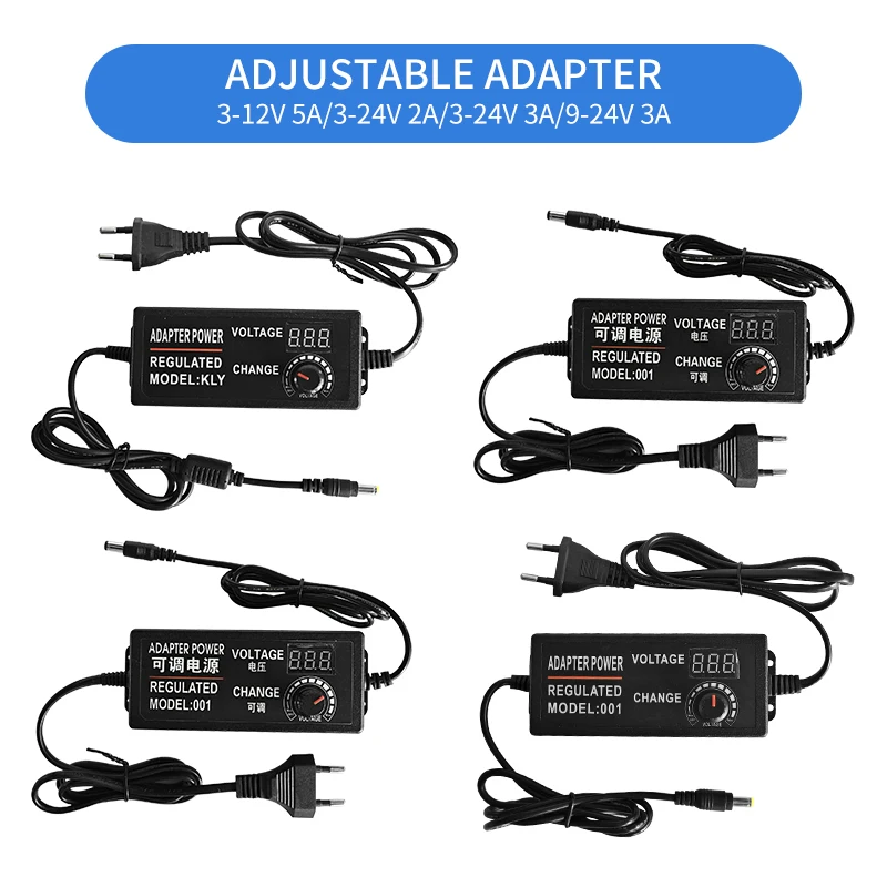 Adjustable Power Supply 3V-12V-5A 3V-24V-2A 9V-24V-3A 3V-24V-3A AC DC Source Various Voltage LED Screen Switching Power Supply