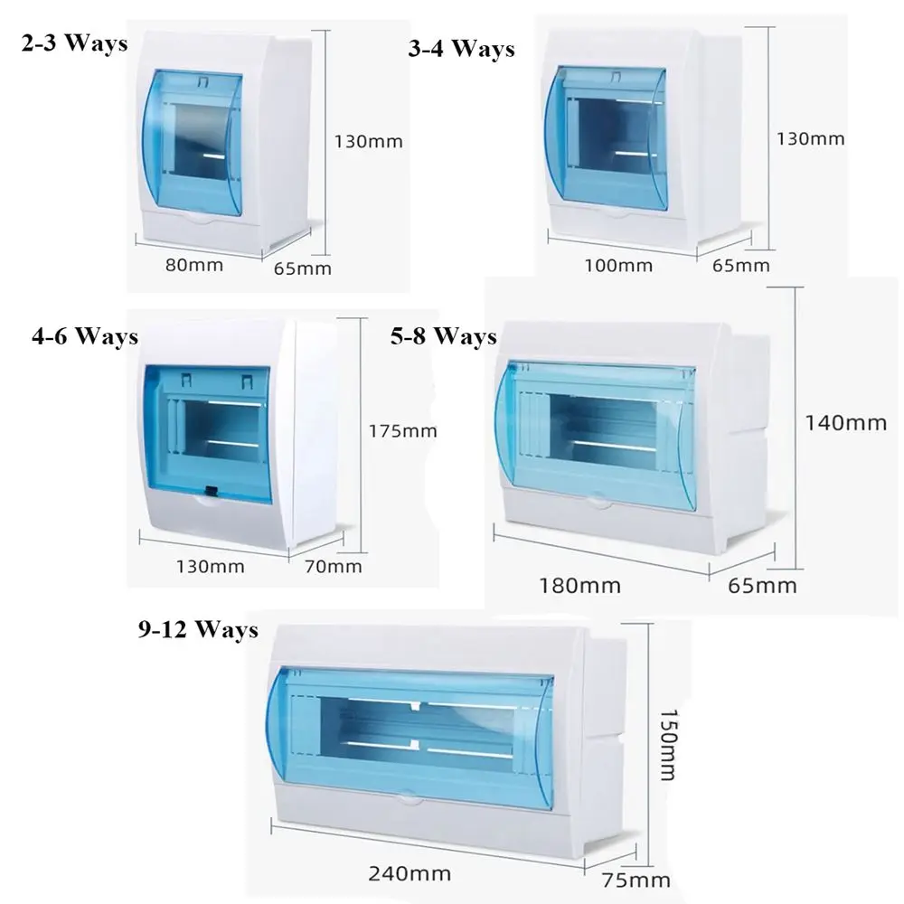 2-3/3-4/4-6/5-8/9-12 Ways Circuit Breaker Electric Transparent Cover Project Case Plastic Boxes Distribution Protection Box