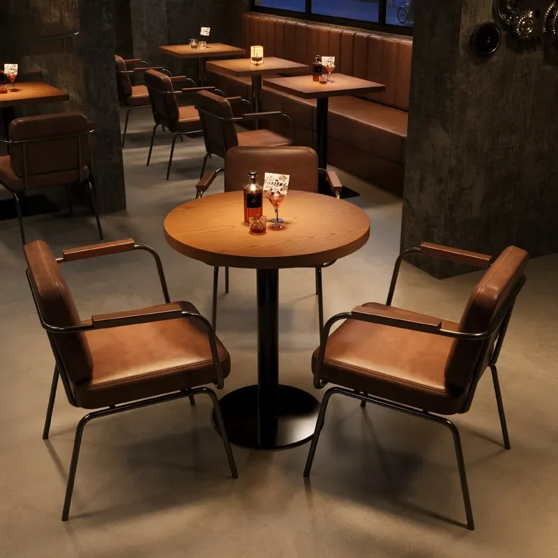 American Western Style Round Bar Table for Restaurant Bar Dining Commercial Bistro Music Venue Clear Reception Table and